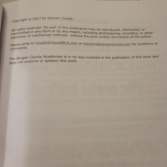 Gouda BCA Practice Tests for The Bergen Academies Admission Test: Test 1 NEW - Picture 3 of 3